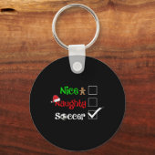 Leuke Naughty Soccer Football Santa Christmas Pyja Sleutelhanger (Voorkant)