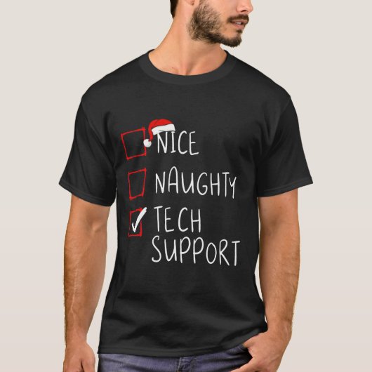 Leuke Naughty Tech Support Kerstmis klantenservice T-shirt (Voorkant)