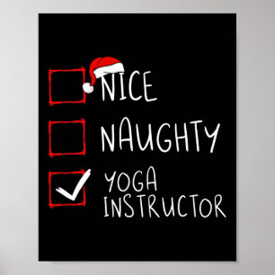 Leuke Naughty Yoga Instructor Kerstman Lijst Poster