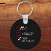 Leuke Naughty Yoga Instructor Kerstman Lijst Sleutelhanger (Voorkant)
