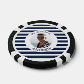 Leuke nautisch blauw gestreepte gepersonaliseerde  poker chips (Enkel)