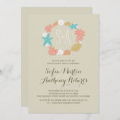 Leuke nautische krans strand verlovingsfeest kaart (Voorkant / Achterkant)