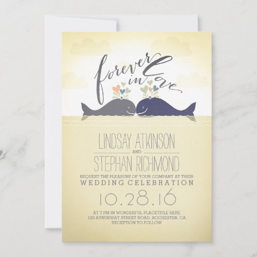 Leuke nautische strand bruiloft uitnodiging met wa (Voorkant)