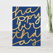 Leuke Navy Blue Faux Gold Business Gelukkige Verja Kaart (Voorkant)