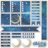 Leuke Navy Blue & Gold Moon & Stars Planner Sticke Sticker (Voorkant)
