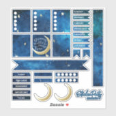 Leuke Navy Blue & Gold Moon & Stars Planner Sticke Sticker (Vel)