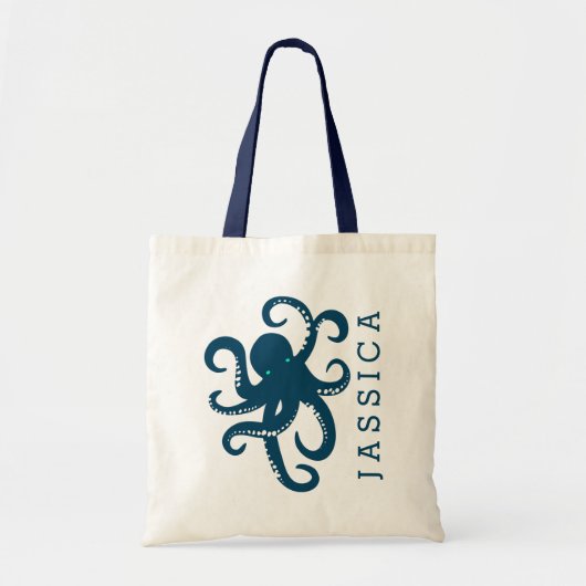 Leuke Navy Blue Octopus illustratie Tote Bag (Voorkant)
