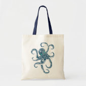 Leuke Navy Blue Octopus Witte paisley Overlay Tote Bag (Voorkant)