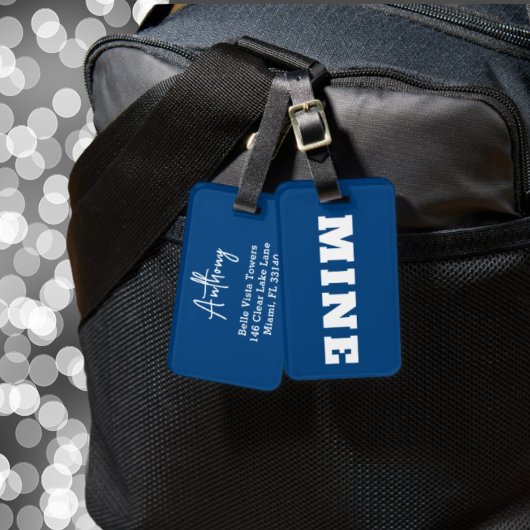 Leuke Navy Witte MINE Gepersonaliseerde Bagage Tag Bagagelabel