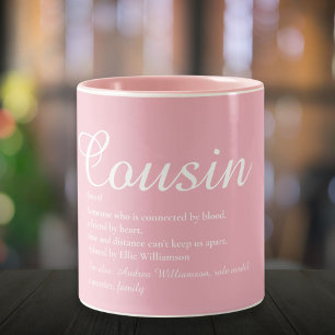 Leuke neef definitie Elegant script Girly Pink Tweekleurige Koffiemok