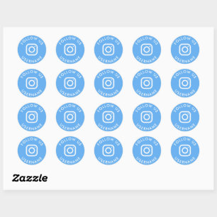 Leuke Neon Blue Custom Instagram Social Media Ronde Sticker