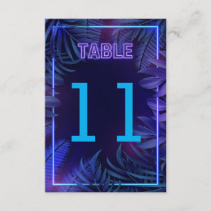 Leuke Neon Glow-feest Downloadbare Tafel Nummer Kaart