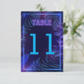 Leuke Neon Glow-feest Downloadbare Tafel Nummer Kaart (Staand voorkant)