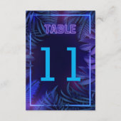 Leuke Neon Glow-feest Downloadbare Tafel Nummer Kaart (Achterkant)