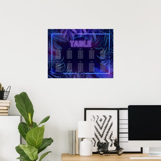 Leuke Neon Glow Verjaardag Downloadbare Zitting Gr Poster (Thuiskantoor)