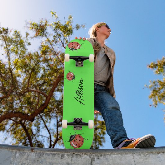 Leuke neon groene lieveheersbeestje persoonlijk skateboard (Buiten 1)