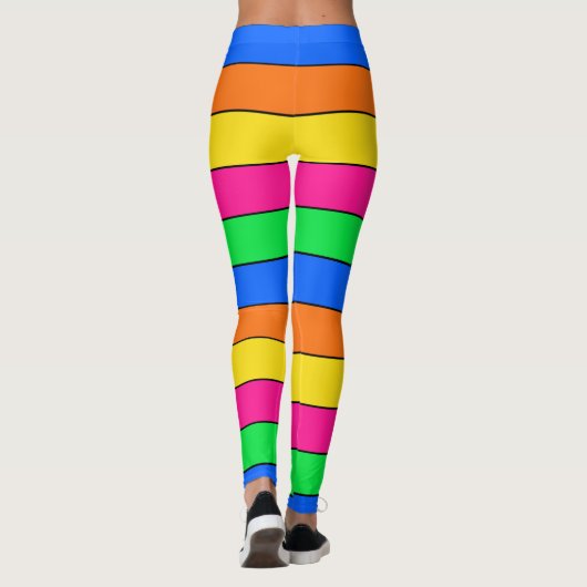 LEUKE NEON KLEUR FLUORESCERENDE STREEP PATROON MON LEGGINGS (Achterkant)