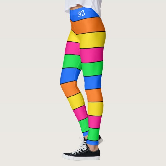 LEUKE NEON KLEUR FLUORESCERENDE STREEP PATROON MON LEGGINGS (Links)