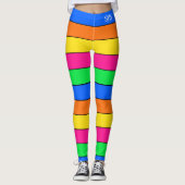 LEUKE NEON KLEUR FLUORESCERENDE STREEP PATROON MON LEGGINGS (Voorkant)