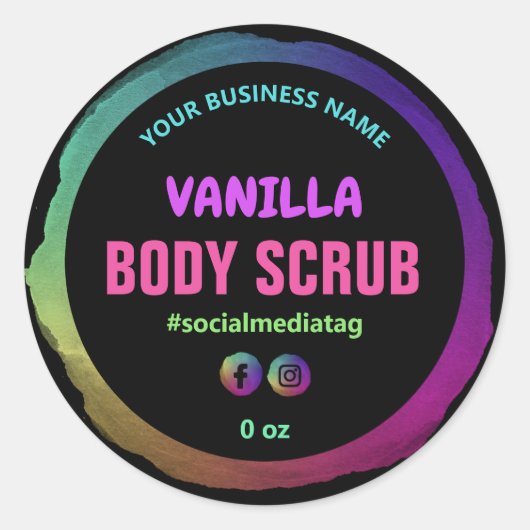 Leuke Neon Rainbow productlabels Ronde Sticker (Voorkant)