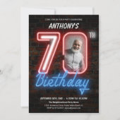 Leuke Neon Retro 70e Verjaardagsfeestuitnodiging Kaart (Voorkant)