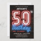 Leuke Neon Retro Surprise 50ste verjaardagsfeestje Kaart (Voorkant)