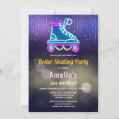 Leuke Neon Roller Skate Verjaardagsfeestje Kaart (Voorkant)