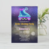 Leuke Neon Roller Skate Verjaardagsfeestje Kaart (Staand voorkant)