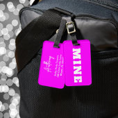 Leuke Neon Roze Witte MINE Aangepaste Bagage Label