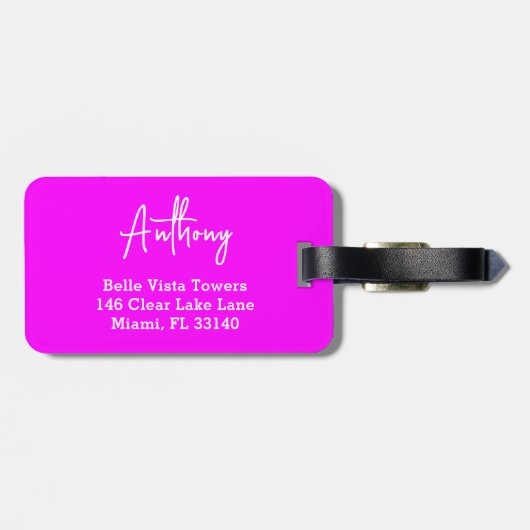 Leuke Neon Roze Witte MINE Aangepaste Bagage Label (Achterkant horizontaal)