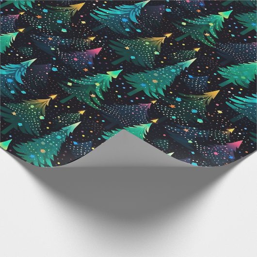 Leuke Neon Schattigee kerstboom Cadeaupapier (Hoek)