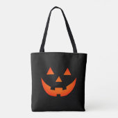 Leuke neon sinaasappel zwart Jack o lantaarn Hallo Tote Bag (Achterkant)