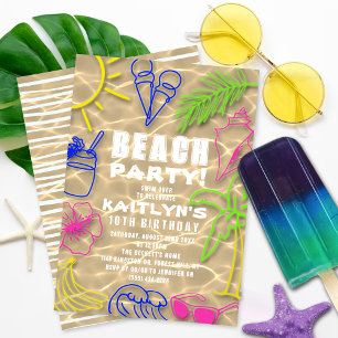Leuke Neon Summer Beach Party Elke Leeftijd Verjaa Kaart