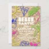 Leuke Neon Summer Beach Party Elke Leeftijd Verjaa Kaart (Voorkant)