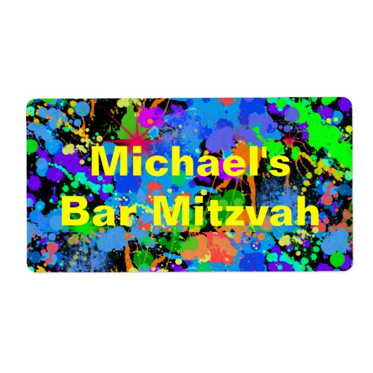 Leuke Neon Verfspatten Waterlabels Etiket (Voorkant)