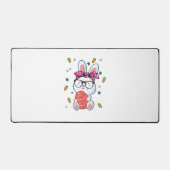 Leuke Nerd Paasdag Konijntje Grappig Konijn Graphi Bureaumat (Voorkant)