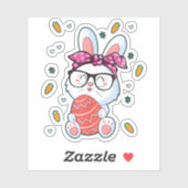 Leuke Nerd Paasdag Konijntje Grappig Konijn Graphi Sticker (Vel)