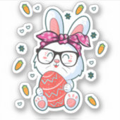 Leuke Nerd Paasdag Konijntje Grappig Konijn Graphi Sticker (Voorkant)