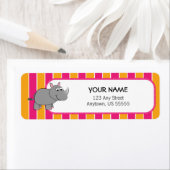 Leuke neushoorn op roze en Oranje strepen Etiket (Insitu)