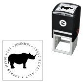 Leuke neushoorn safari retour label  zelfinktende stempel (In situ)