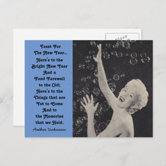 Leuke New Year's Toast Party Girl champagne bubbel Feestdagenkaart (Voorkant / Achterkant)