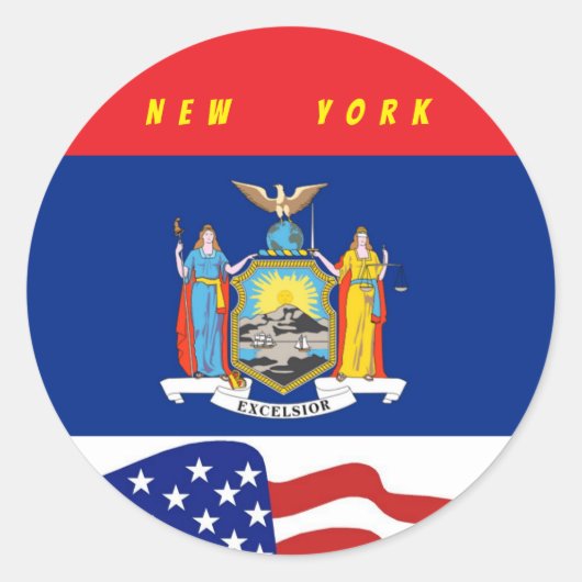 Leuke New York Vlag met Stares Stripes Ronde Sticker (Voorkant)