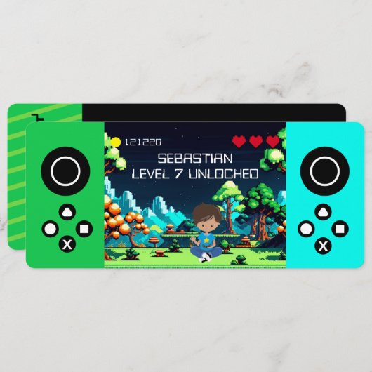 Leuke nieuwigheid computerspel verjaardagsfeestje kaart (Voorkant / Achterkant)