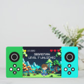 Leuke nieuwigheid computerspel verjaardagsfeestje kaart (Staand voorkant)