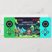 Leuke nieuwigheid computerspel verjaardagsfeestje kaart (Voorkant)