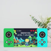 Leuke nieuwigheid computerspel verjaardagsfeestje kaart (Staand voorkant)