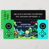 Leuke nieuwigheid computerspel verjaardagsfeestje kaart (Voorkant / Achterkant)