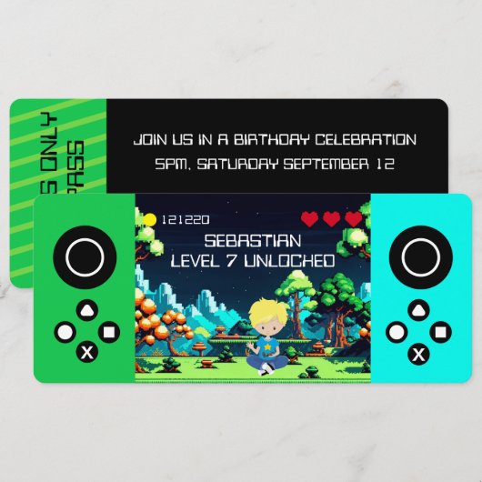 Leuke nieuwigheid computerspel verjaardagsfeestje kaart (Voorkant / Achterkant)