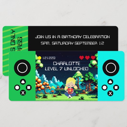 Leuke nieuwigheid computerspel verjaardagsfeestje kaart (Voorkant / Achterkant)