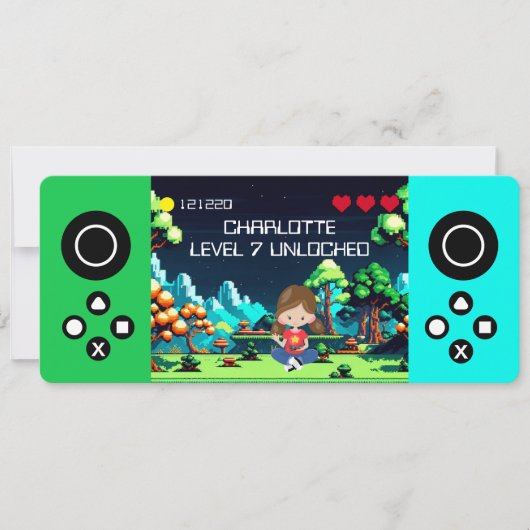 Leuke nieuwigheid computerspel verjaardagsfeestje kaart (Voorkant)